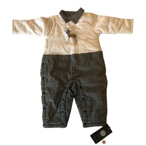 NWT Chickeeduck Quilted Reindeer Baby Bunting Snowsuit 6m